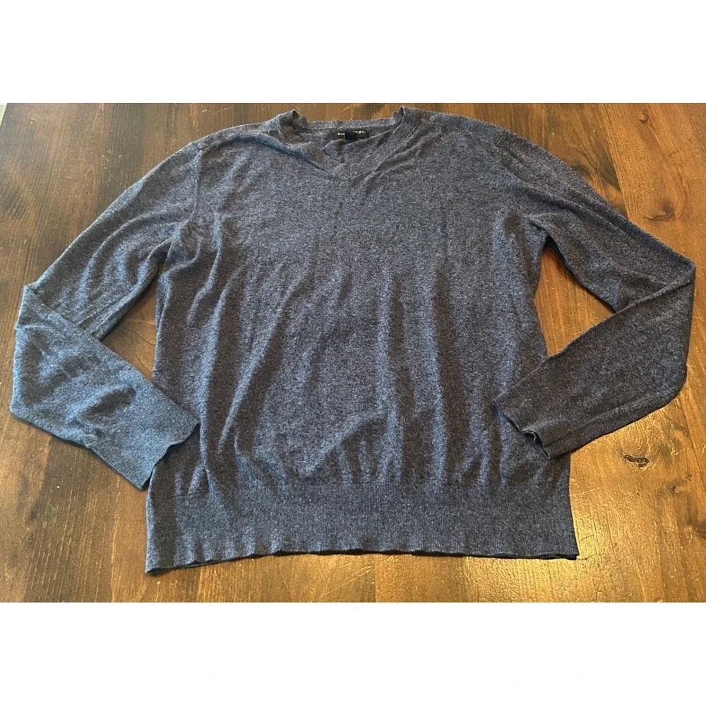 Banana Republic Silk Linen Sweater XL Blue V-Neck Pullover Knit Preppy Casual
